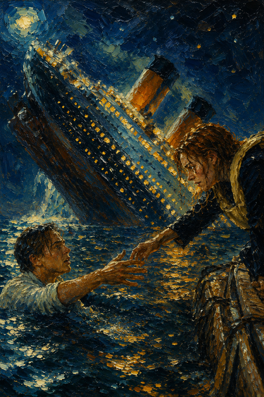 peinture huile sur toile faite sur commande - scène TITANIC