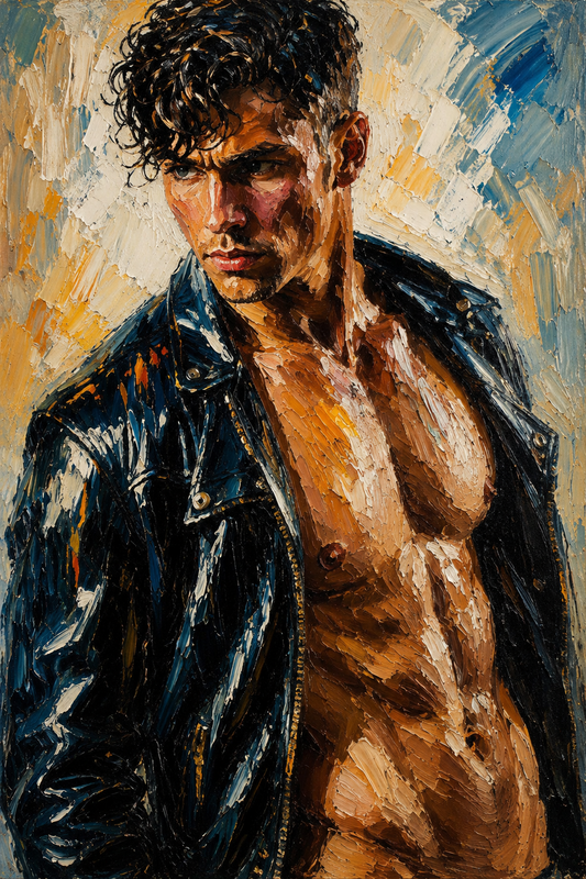 peinture huile sur toile faite sur commande - PORTRAIT CUIR