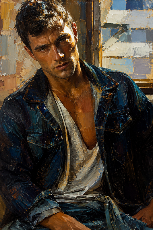 peinture huile sur toile faite sur commande - HOMME CUIR