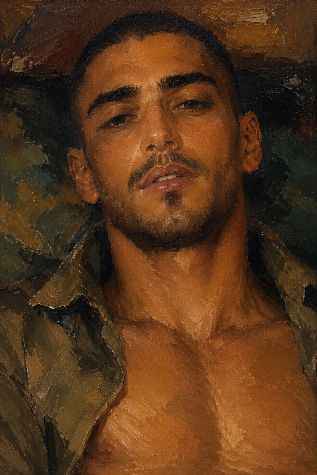 peinture huile sur toile faite sur commande - PORTRAIT BOGOSSE SEXY