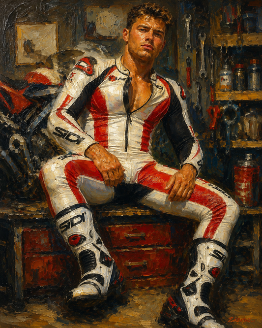 peinture huile sur toile faite sur commande - PORTRAIT MOTARD