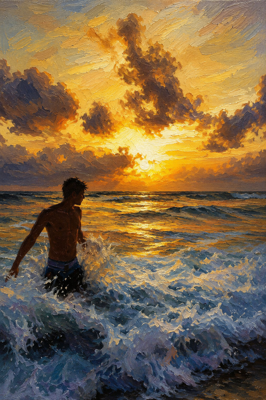 peinture huile sur toile faite sur commande - PORTRAIT VAGUES