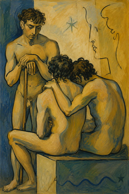 peinture huile sur toile faite sur commande - PORTRAIT NU BERGER