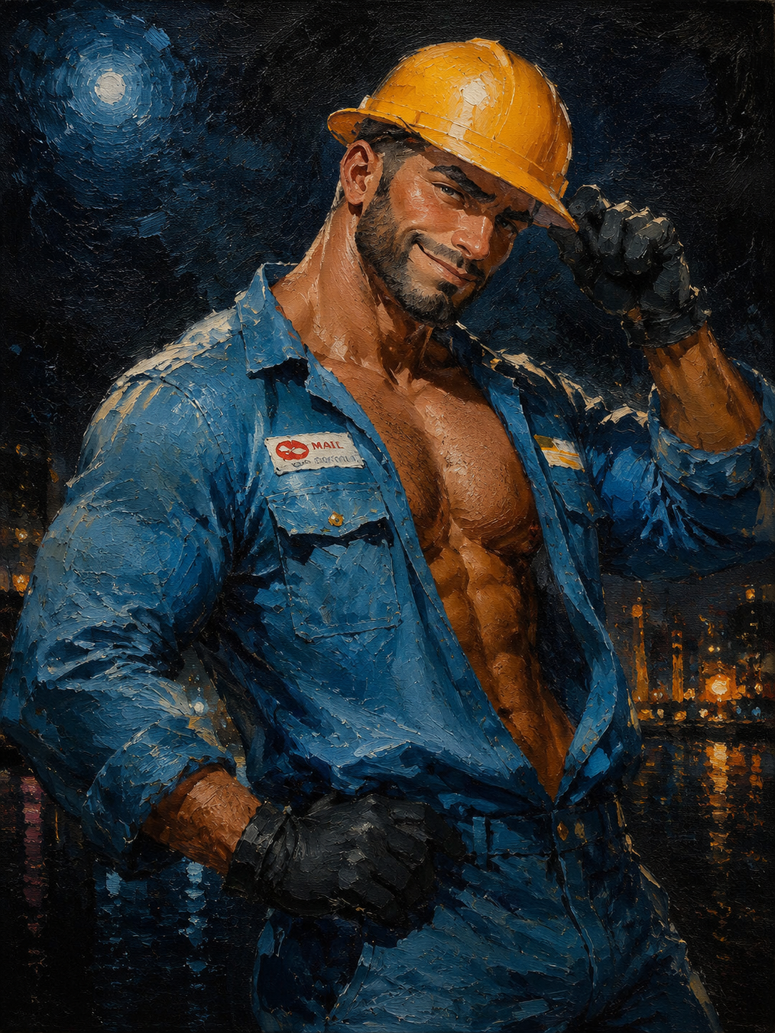 peinture huile sur toile faite sur commande - PORTRAIT BOGOSSE WORKER