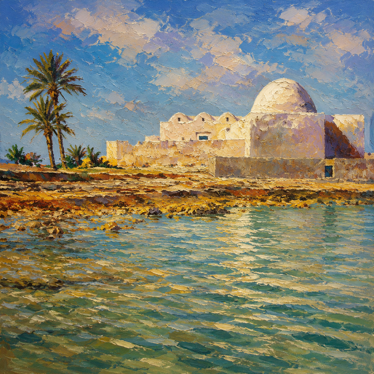 peinture huile sur toile faite sur commande - PAYSAGE OASIS