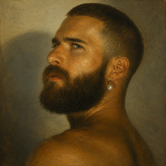 peinture huile sur toile faite sur commande - PORTRAIT HOMME A LA PERLE