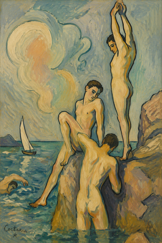 peinture huile sur toile faite sur commande - PORTRAIT JEUNES  HOMMES GAY NUS