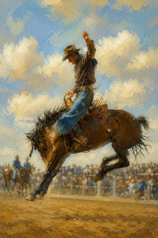 peinture huile sur toile faite sur commande - scène RODEO