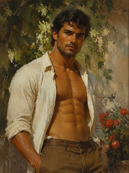 peinture huile sur toile faite sur commande - PORTRAIT AU JARDIN