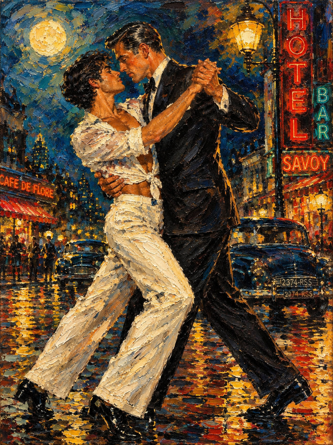 peinture huile sur toile faite sur commande - PORTRAIT GAY LOVERS TANGO