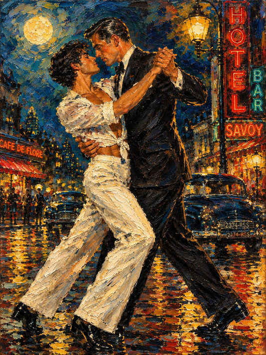 peinture huile sur toile faite sur commande - PORTRAIT GAY LOVERS TANGO