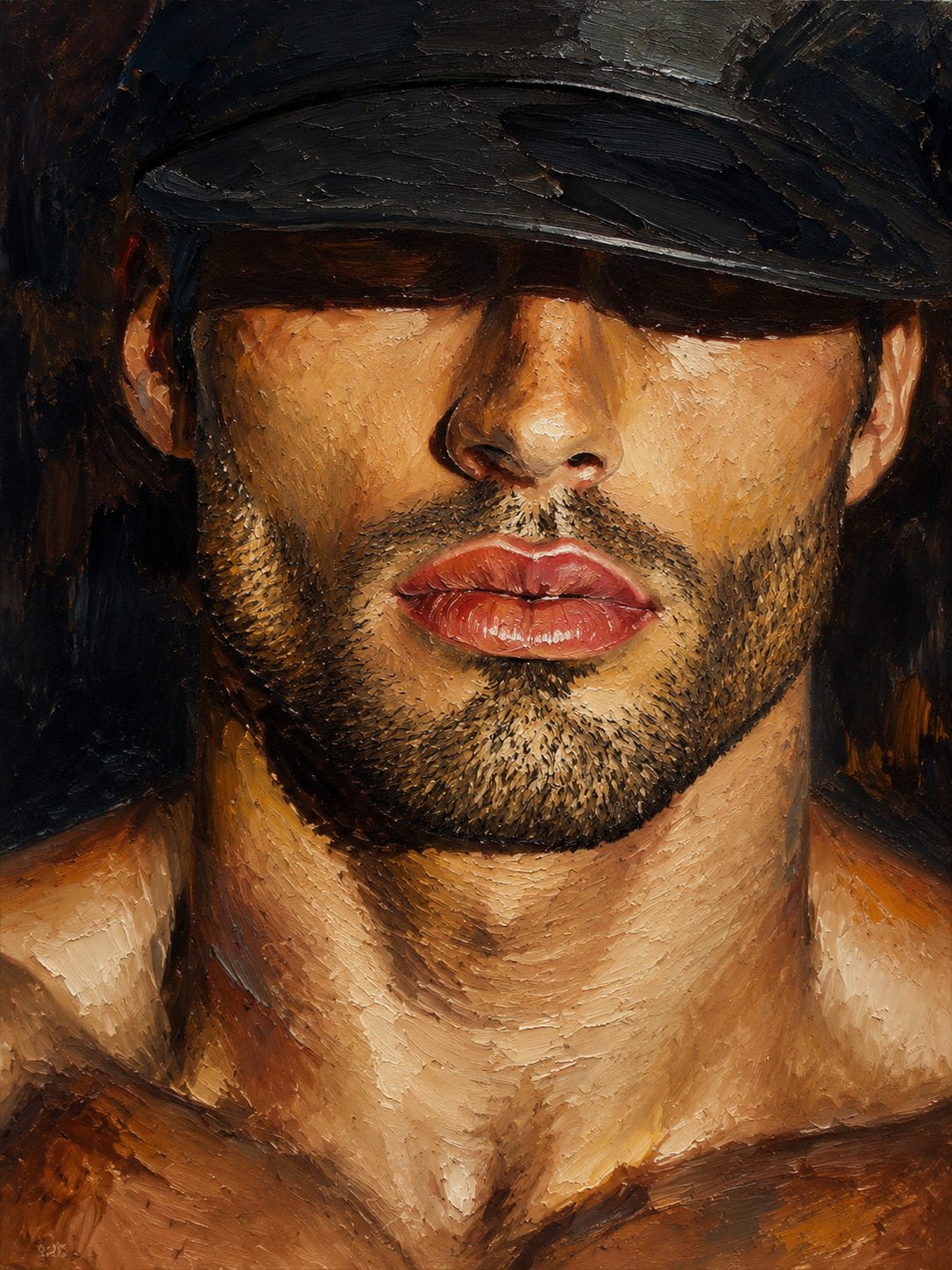 peinture huile sur toile faite sur commande - PORTRAIT BOGOSSE CUIR