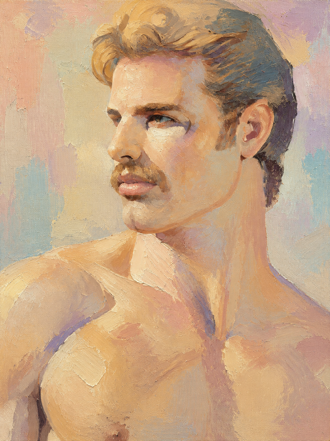 peinture huile sur toile faite sur commande - PORTRAIT BOGOSSE AUTRE TEMPS GAY