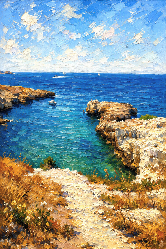 peinture huile sur toile faite sur commande - PAYSAGE BORD DE MER
