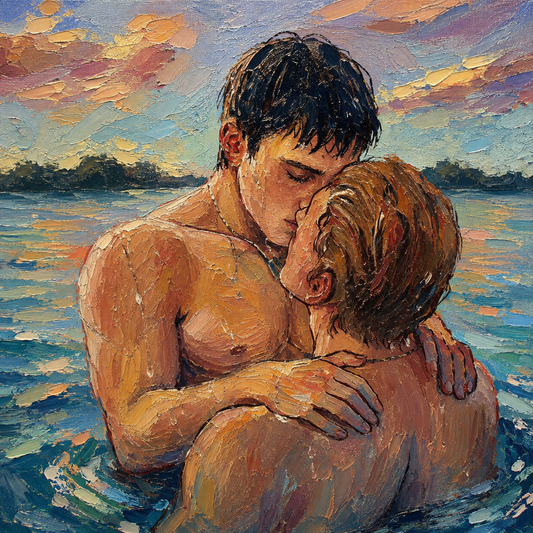 peinture huile sur toile faite sur commande - PORTRAIT GAY LOVERS