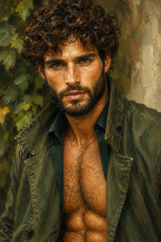 peinture huile sur toile faite sur commande - PORTRAIT HOMME SEXY
