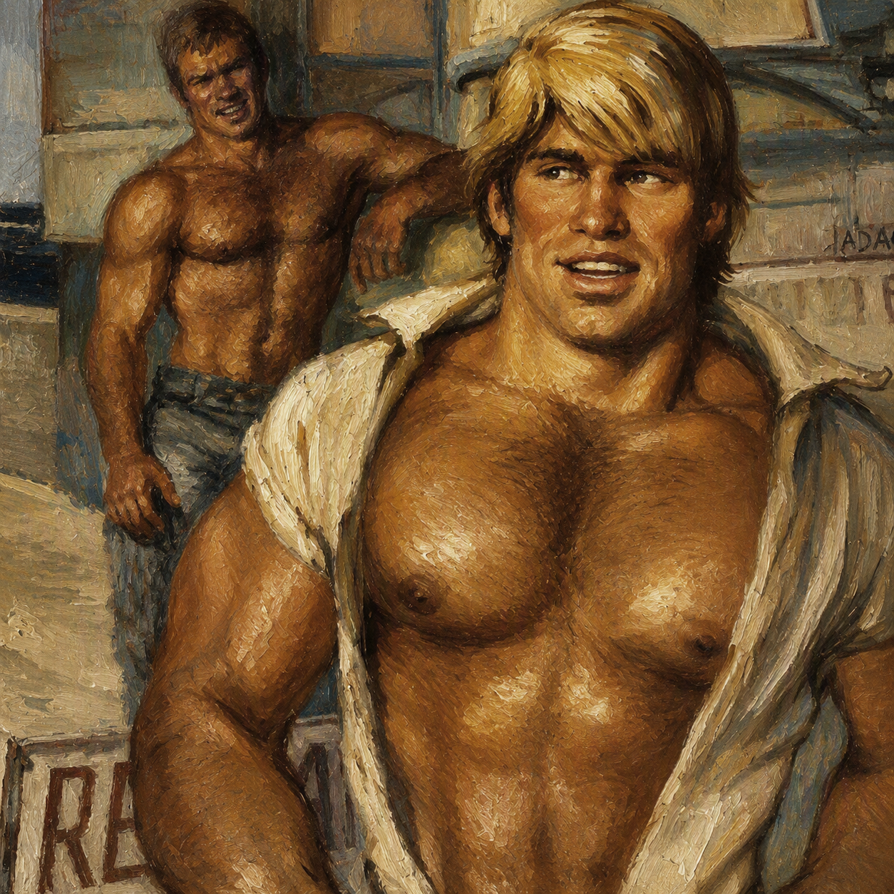peinture huile sur toile faite sur commande - PORTRAIT GAY CRUISING