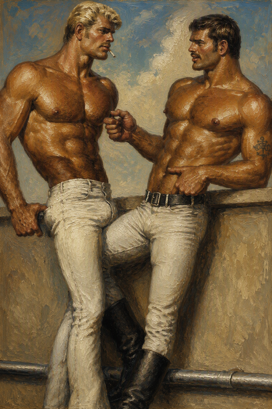 peinture huile sur toile faite sur commande - PORTRAIT HOMMES GAY CRUISING
