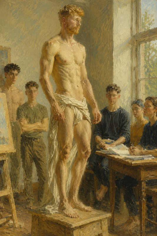 peinture huile sur toile faite sur commande - scène érotique homme NU model