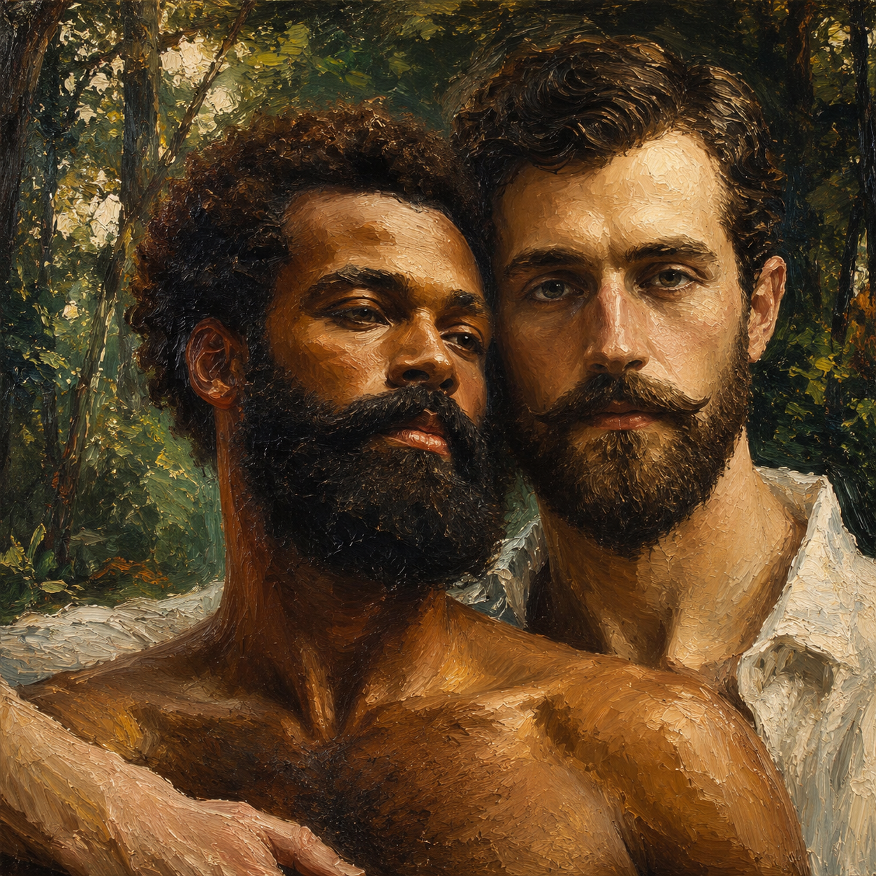 peinture huile sur toile faite sur commande - PORTRAIT GAY LOVERS