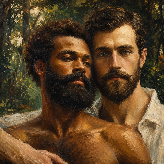 peinture huile sur toile faite sur commande - PORTRAIT GAY LOVERS