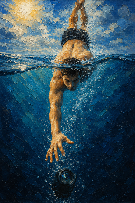 peinture huile sur toile faite sur commande - PORTRAIT PLONGEON