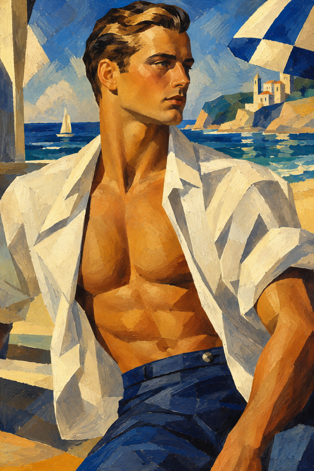 peinture huile sur toile faite sur commande - PORTRAIT BOGOSSE INCONNU ARTDECO