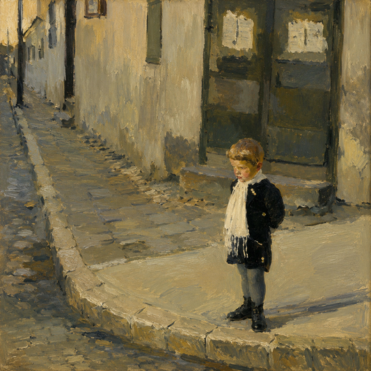 peinture huile sur toile faite sur commande - scène AUTRE TEMPS ENFANT