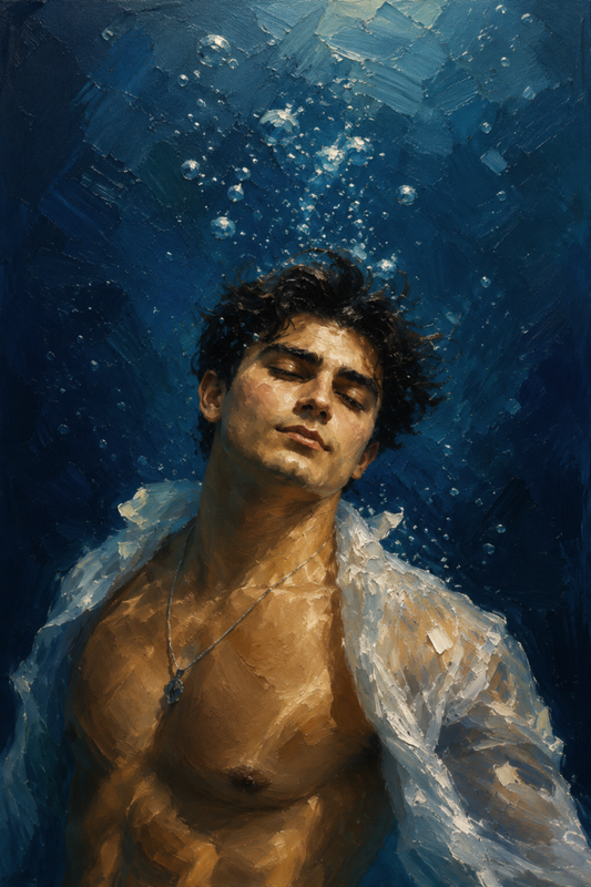 peinture huile sur toile faite sur commande - PORTRAIT SOUS L'EAU