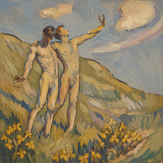 peinture huile sur toile faite sur commande - PORTRAIT JEUNES  HOMMES GAY NUS