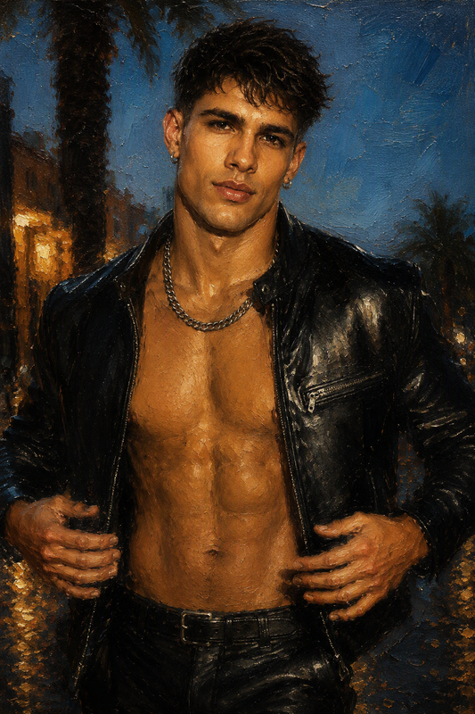 peinture huile sur toile faite sur commande - PORTRAIT CUIR SM