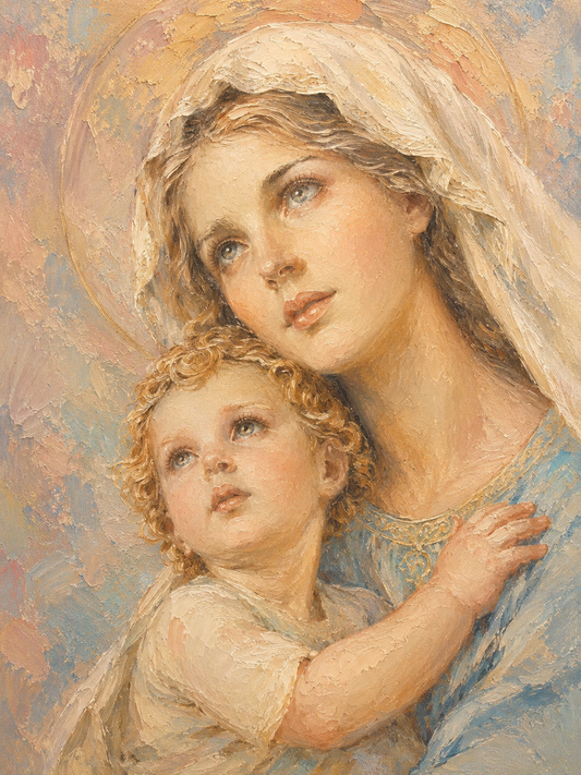 peinture huile sur toile faite sur commande - PORTRAIT MERE ET ENFANT