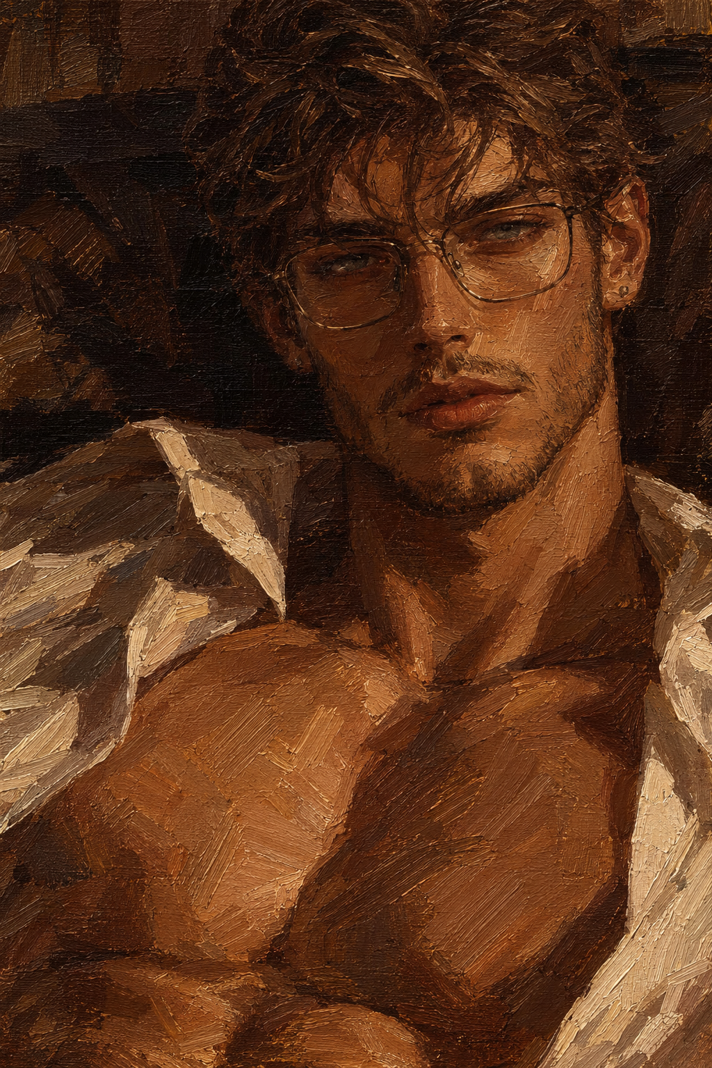 peinture huile sur toile faite sur commande - PORTRAIT BOGOSSE SEXY