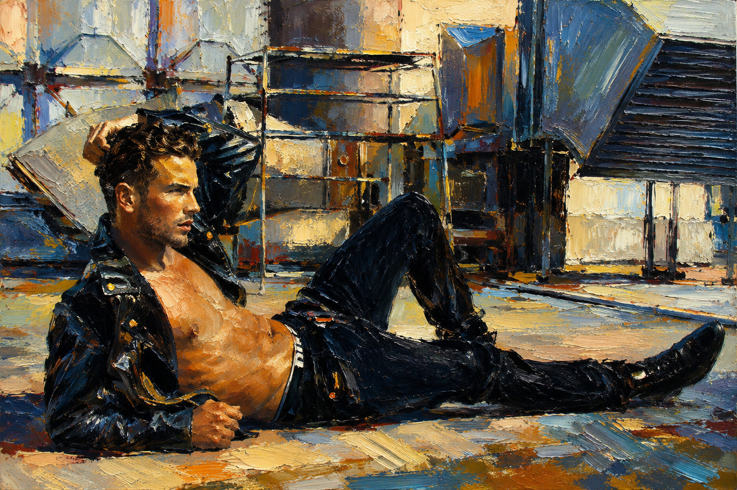 peinture huile sur toile faite sur commande - PORTRAIT BOGOSSE CUIR