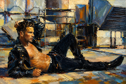 peinture huile sur toile faite sur commande - PORTRAIT BOGOSSE CUIR