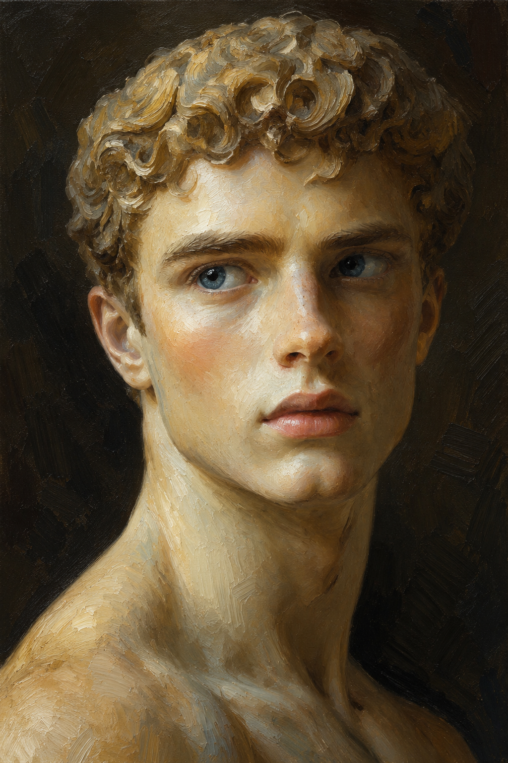 peinture huile sur toile faite sur commande - PORTRAIT EPHEBE