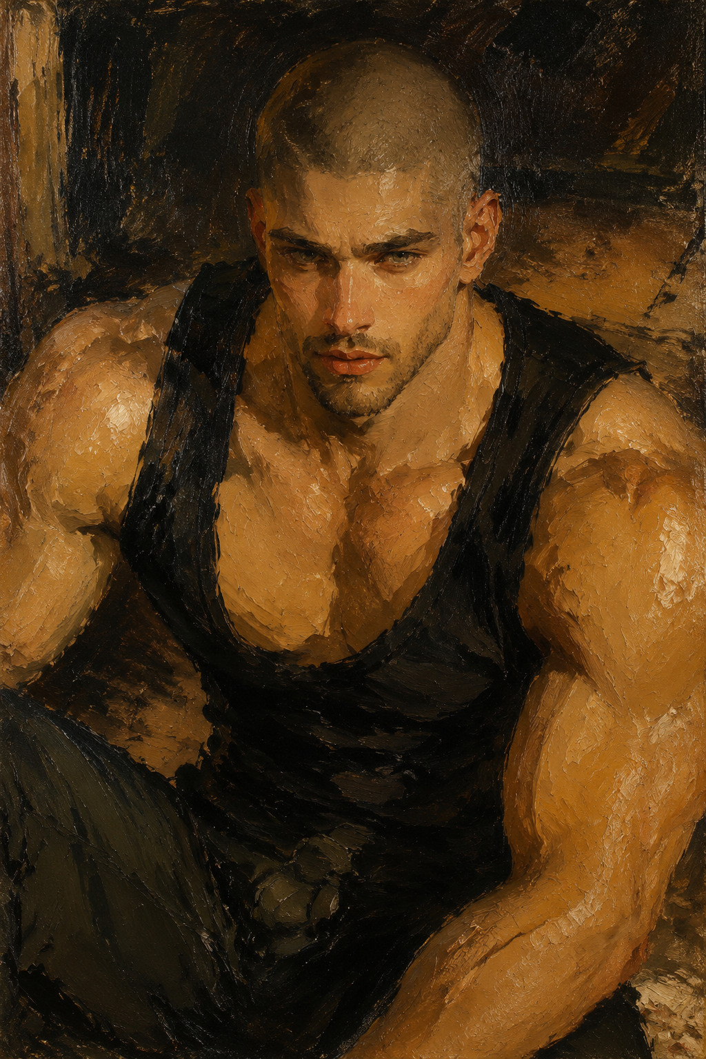 peinture huile sur toile faite sur commande - PORTRAIT BOGOSSE SEXY