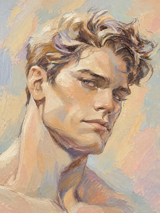 peinture huile sur toile faite sur commande - PORTRAIT BOGOSSE AUTRE TEMPS GAY