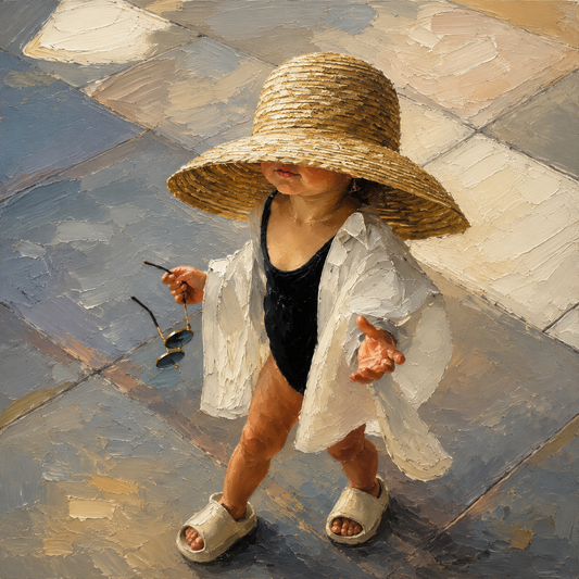 peinture huile sur toile faite sur commande - scène PETITE FILLE
