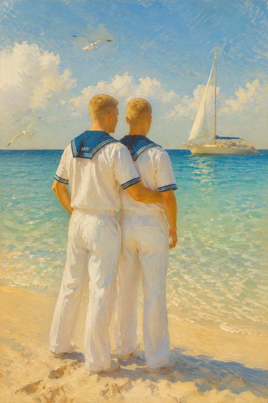 peinture huile sur toile faite sur commande - scène LOVE MARINE