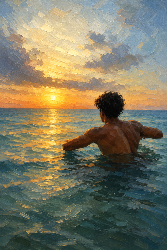 peinture huile sur toile faite sur commande - PORTRAIT PLAGE