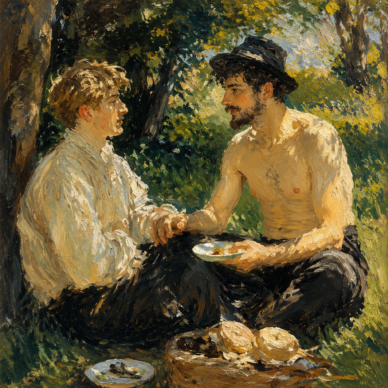 peinture huile sur toile faite sur commande - PORTRAIT GAY LOVERS