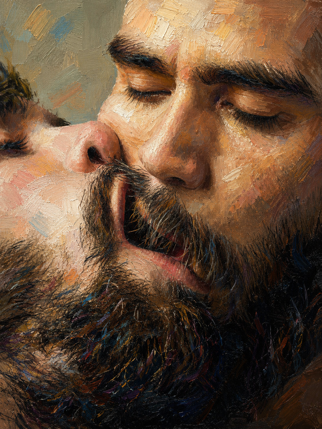peinture huile sur toile faite sur commande - PORTRAIT BOGOSSE GAY LOVERS