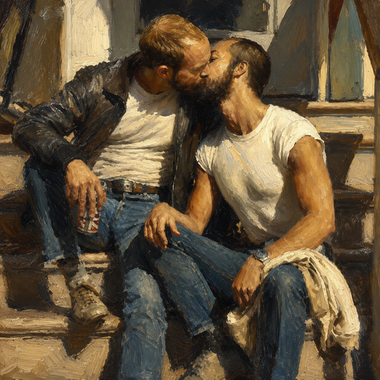peinture huile sur toile faite sur commande - scène AUTRE TEMPS GAY