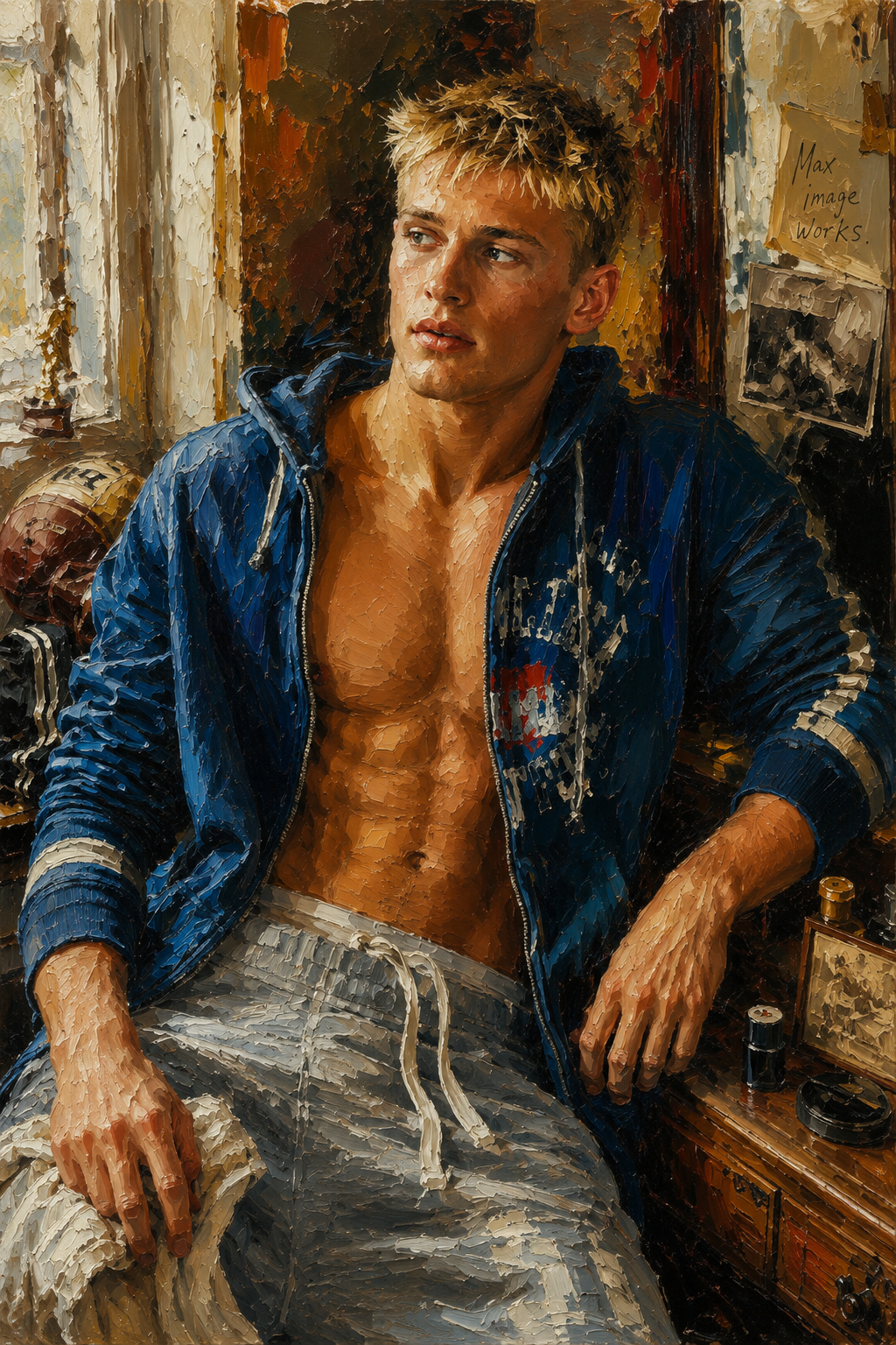 peinture huile sur toile faite sur commande - PORTRAIT JEUNE BOGOSSE