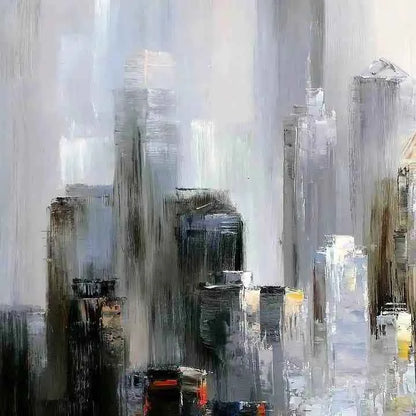 Tableau-abstrait-New York-Manhattan Skyline en hiver-80x80cm-peint à la main