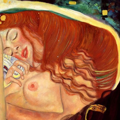 art-deco-portrait-feminin-femme-Danae-peinture-huile-toile