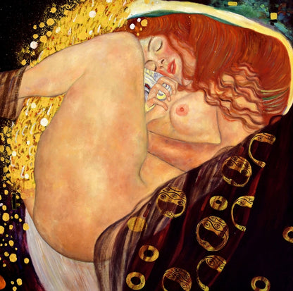 art-deco-portrait-feminin-femme-Danae-peinture-huile-toile