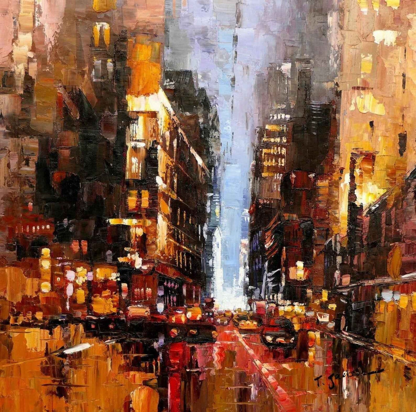 scène de rue de New York -80x80cm-peint à la main