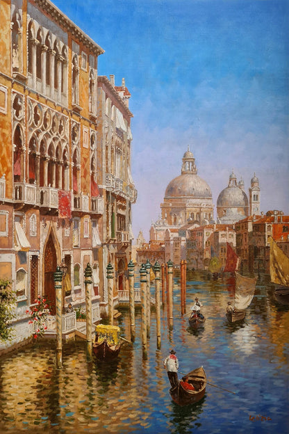 art-decoration-tableau-peinture-huile-toile-d'apres Rubens Santoro - Le Grand Canal Venise